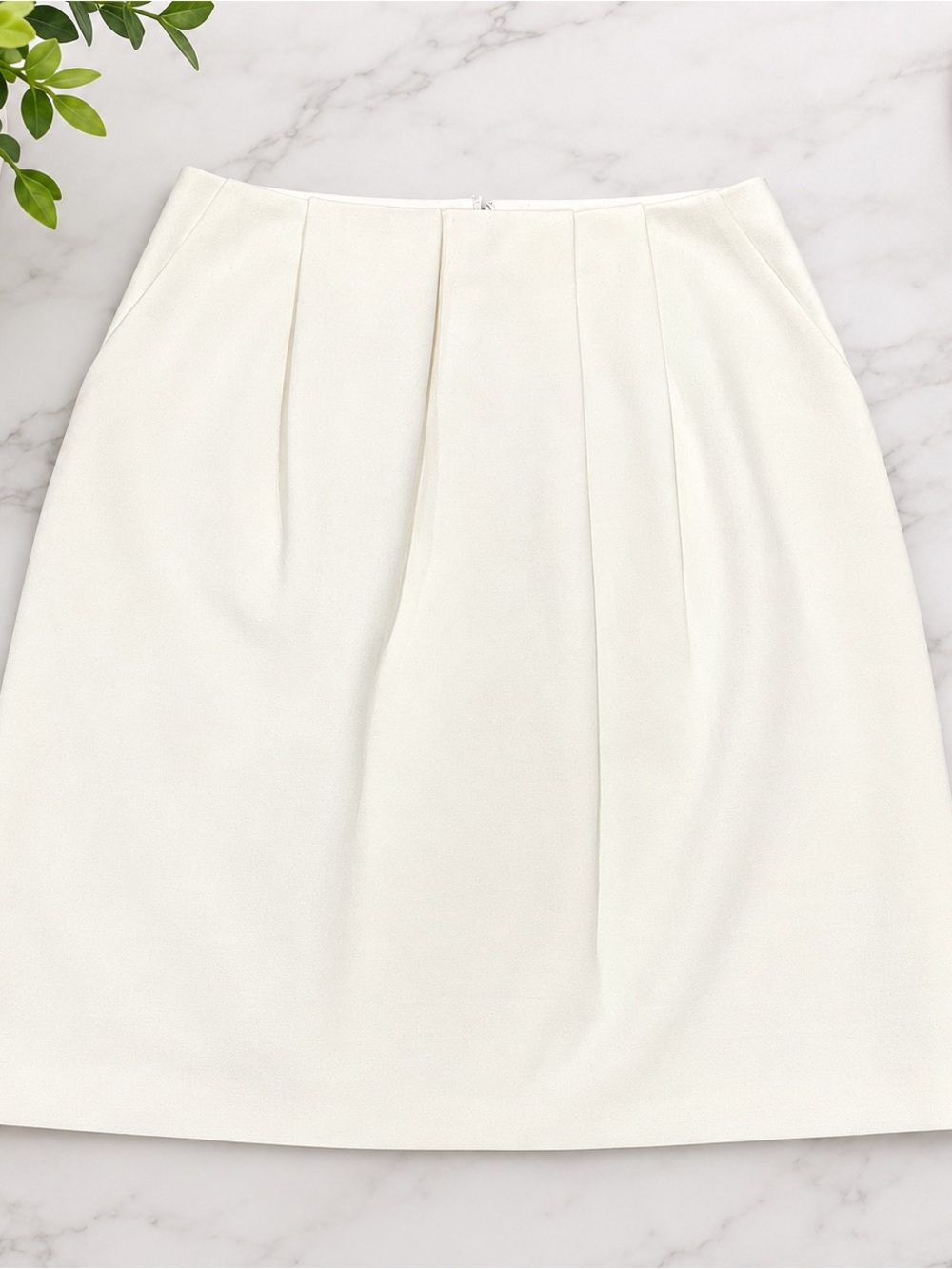 MADEWELL Off White Women's Pleated A-Line Skirt - Size 10